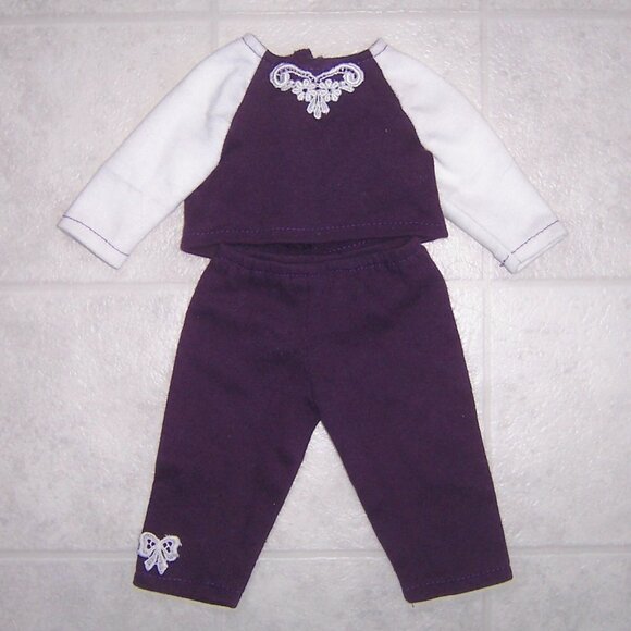 Vintage 18" Doll Outfit Purple Long Sleeve Shirt and Pants with Lace - Picture 1 of 1